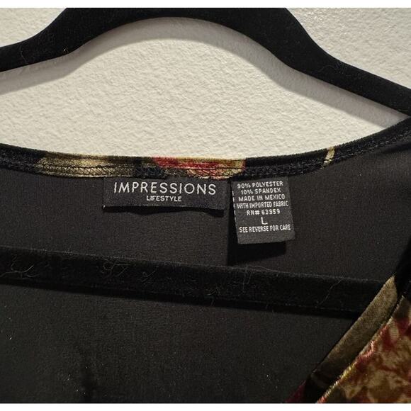 Impressions Lifestyle Size Large Velvet Floral Print Tank Dark Romantic Y2K Look - Picture 3 of 6